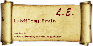 Lukácsy Ervin névjegykártya
