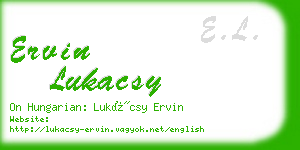 ervin lukacsy business card